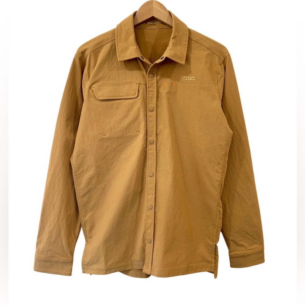 POC Men's Rouse Long Sleeve Snap Front Biking Shirt M Aragonite Brown tan NWT